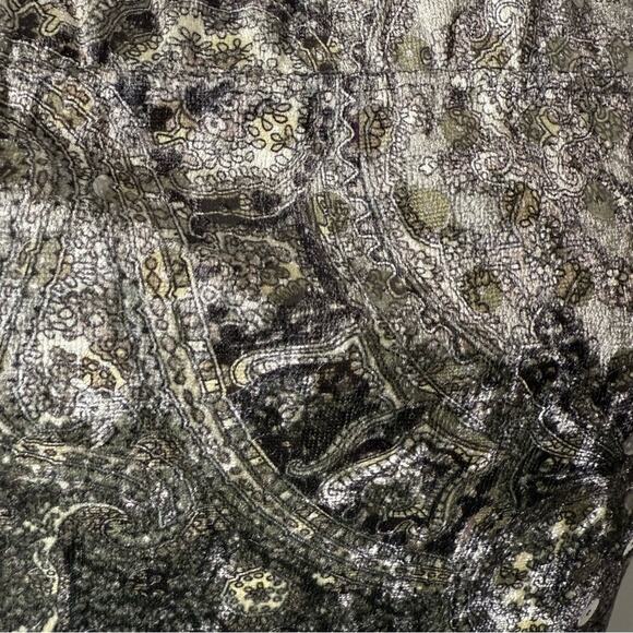 Y2K Paisley sequin spaghetti strap dress plus size 1X Taupe Black velour - Picture 7 of 8